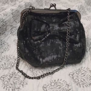 Small Betsey Johnson black sequin evening bag